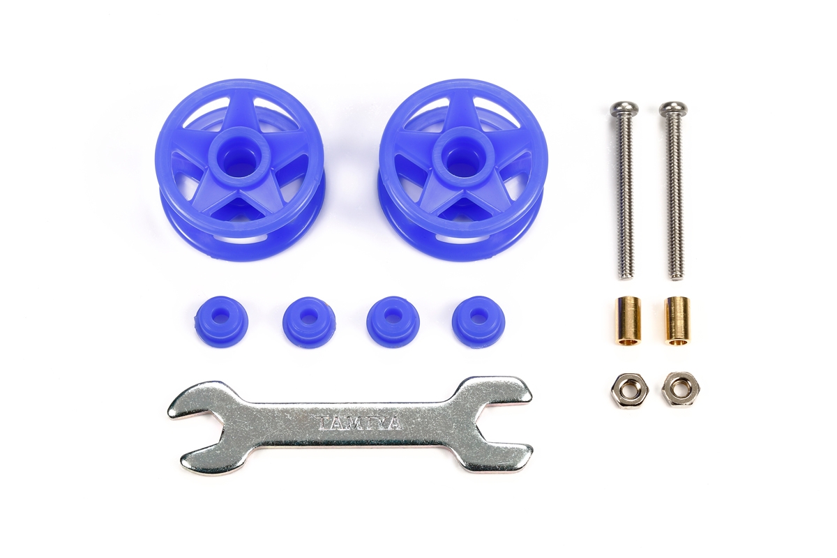 Tamiya 15532 Low Friction Plastic Double Rollers - Blue, 19mm